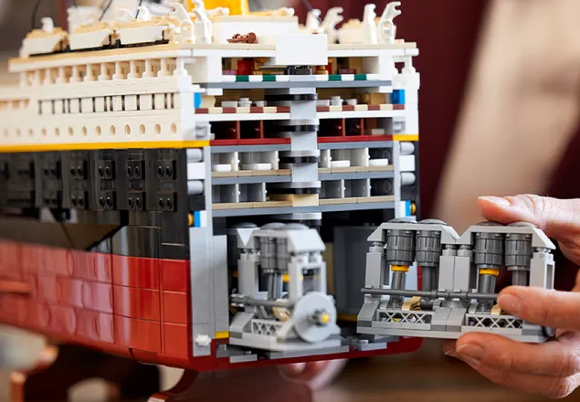 A official LEGO product image of the cross section of LEGO Titanic set 10294