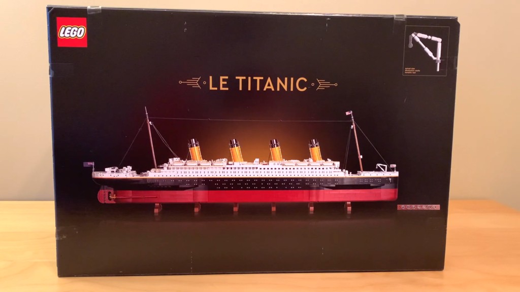 The front of the box of LEGO Titanic 10294, displaying the product on the cover.